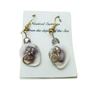 New Nautical Sea Shell Dangly Earrings With Beads
